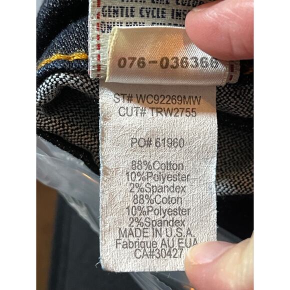 True Religion Blue Dark Wash Metallic Painted Horseshoe Flap Pockets Jeans Sz 31 - Picture 12 of 13